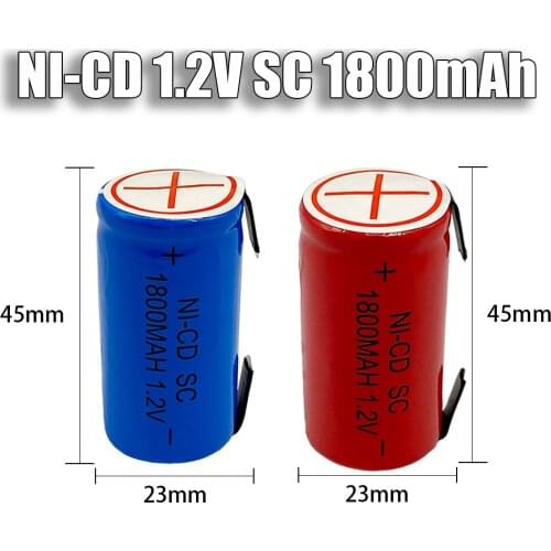 Battery replacement, battery, 1.2V, 1800mAh, red and blue, random delivery, Subc, rechargeable, nickel cadmium