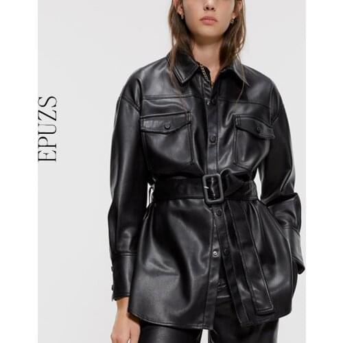 Green black Leather Jacket women PU biker jacket Streetwear Punk Motorcycle Faux Coat winter Korean jacket 2020 winter