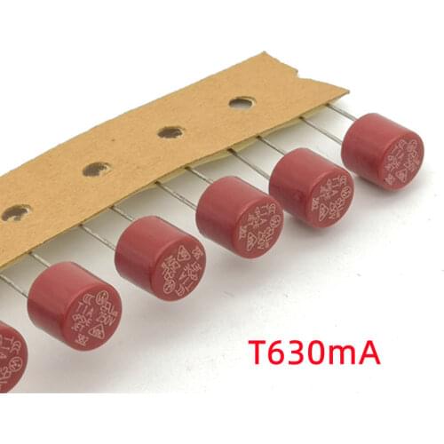 10 pcs/lot) T630mA 250V TR5 Slow Blow Subminiature Fuse, UL VDE RoHS Approved, 630mA, 0.63 Amp