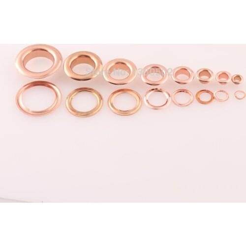 100pcs Rose Gold 4/5/6/8/10/12/13/17mm Inner Diameter Eyelets with washer Grommets For Scrapbooking garment clothes Sewing
