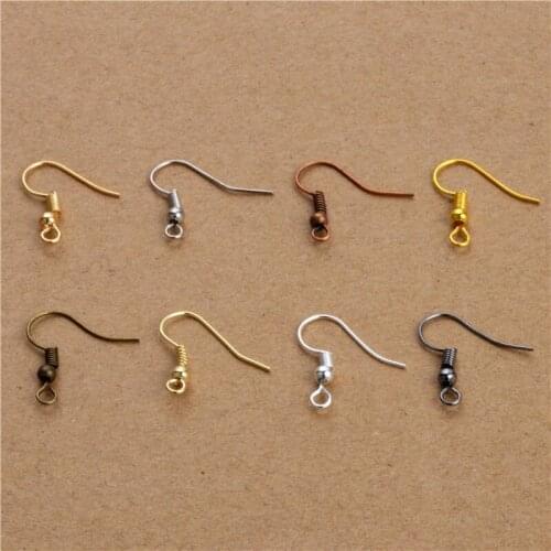 20x18mm 200Pcs Fashion Iron Ear Hook Wire Clasp With Bead Round Ball Charms Earring Hooks Wires DIY Earring Earstud Findings