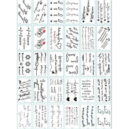 30PCS characters desgin Fashion Women Girl boys Temporary Tattoo Sticker Full Flower Arm Body Art Big Large Fake Tattoo Sticker