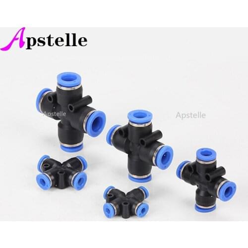 4 Way Cross Shape Equal Pneumatic 8mm 10mm 6mm 4mm 12mm OD Hose Tube Push In 4-Port Air Splitter Gas Connector Quick Fitting