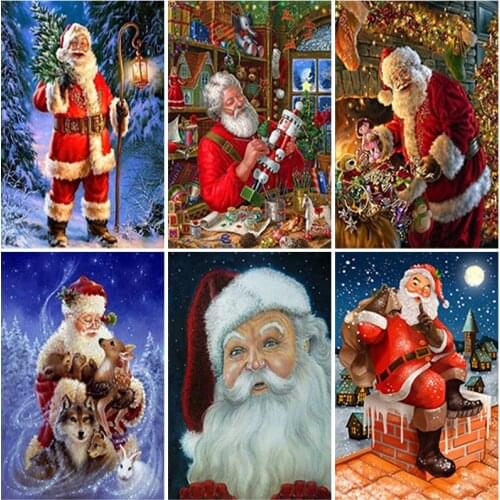 5D DIY Diamond Painting Santa Claus Diamond Mosaic Christmas Diamond Embroidery Winter Full Square Round Cross Stitch Home Decor