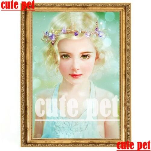 Pretty little girl DIY Full Square Diamond 100% Resin Decoration Gift 5d Diamond Embroidery Mosaic CrossStitch Diamond Painting