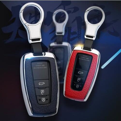 Car Galvanzed Alloy&Leather Key Chain Holder Case Cover For Toyota CHR C-HR Prado Camry Avalon Prius Corolla RAV4 2/3/4 Button