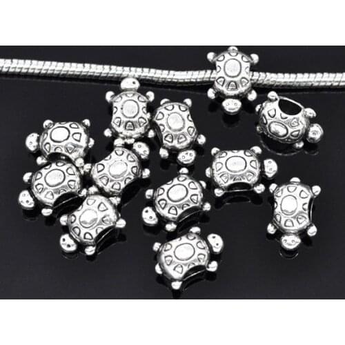 Free Shipping 20pcs Antique Silver Tone Turtle Spacer Beads Fit Eueopean Charm Bracelets 15x8x11mm Jewelry Findings J0520