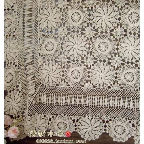 Free shipping fashion flowers design beige crochet bed sheet bedspread cover for home decor curtain for wedding tablecloth