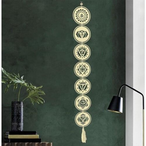 Wooden Meditation Hanging Decor Chakra Art Wall Pendant Yoga Room Ornament Workmanship Geometry Decoration Modern Wall Decal