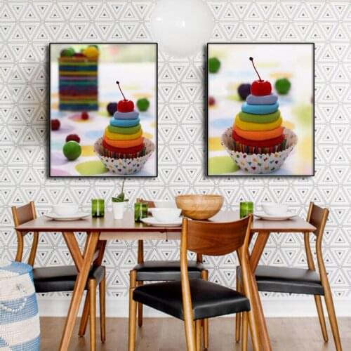 DIY Diamond Painting Full Food Kits For Embroidery Rainbow_Cupcake Mosaic Kit Food 5D Square Rhinestones Cross Stitch Needlework