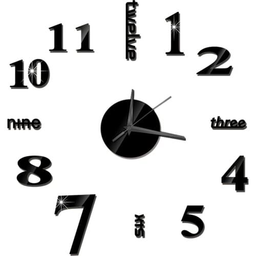 DIY Wall Clock Frameless Mirror Wall Clock Large Mute Wall Stickers for Living Room Home Decorations
