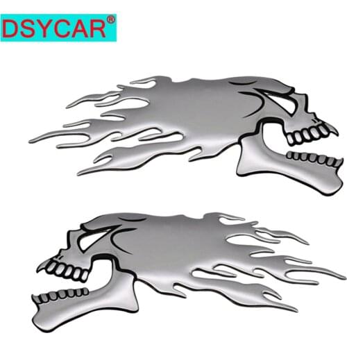 DSYCAR 1Pair 3D Motorcycle Ghost Skull Head helmet Tank Pad Motorbike Car truck Fairing Decals decoration Stickers