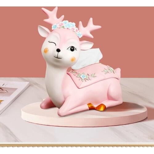 European Animal Storage Tissue Canister Paper Box Living Room Decoration Resin Deer Dog Cartoon Cute Seat Type Tissue Box Holder