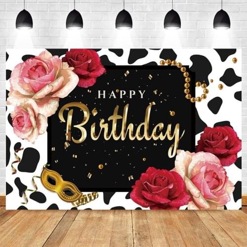 Birthday Party Customize Flowers Prom Theme Gold Mask Photography Backdrops Photographic Decoration Background For Photo Studio