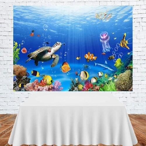Undersea World Sea Turtles Fish Shoal Coral Background Child Birthday Party Room Decoration Photography Studio Backdrop