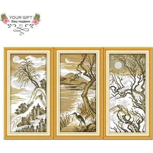 Joy Sunday Moonlight Home Decor F857(1)F858(2)F859(3) 14CT 11CT Counted Stamped Full Moon Night Needlecraft Cross Stitch kits