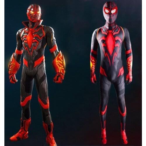 Miles Morales Costume Cosplay Masked Rider Kamen Miles Morales Zentai Suits Jumpsuit Spandex Lycra Bodysuit Halloween Costume