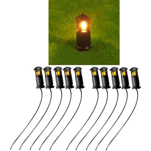 10PCS Model Street Lights Model Train Railroad Grassland Scenery Lamppost