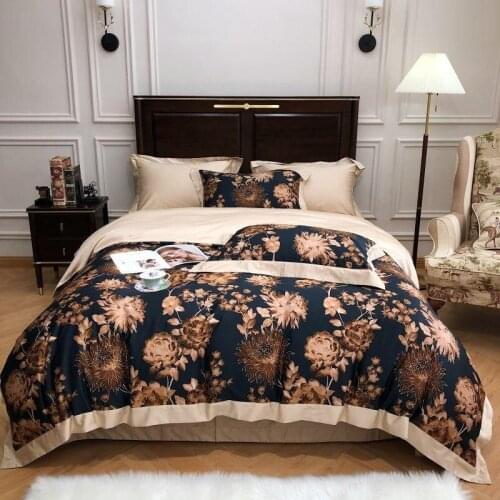 Egyptian Cotton Soft Bedding Set French Country Spring Garden Elegant Flowers Duvet Cover Bed Sheet Pillowcases Queen King 4Pcs