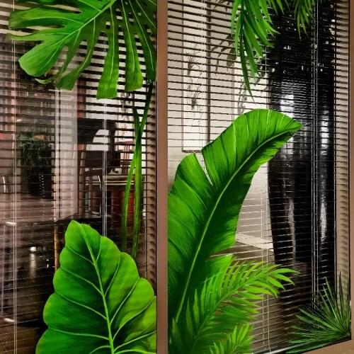 Green Plants Wall Stickers 3D for Living Room Bathroom Decoration Balcony Glass Window stickers Door Vinyl Wallpaper Art Decals