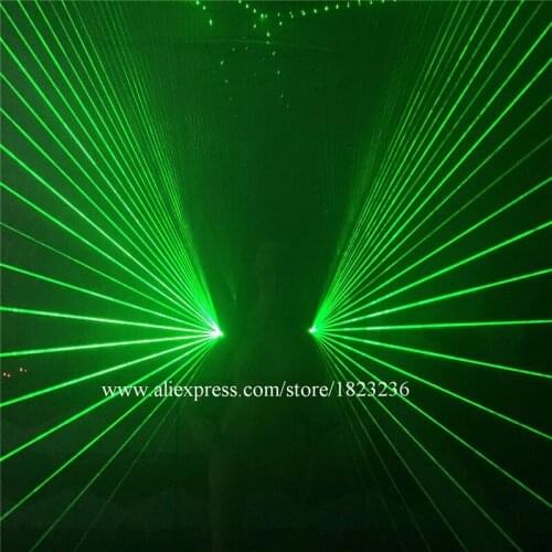 Wholesale 2 Pcs Green Laserman Shoulder Costume Vest Luminous Waistcoat Green Laser Man Laser Show Stage Party Clothes