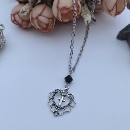 Gothic Punk Style Hollow Heart Cross Pendant Necklace Religion Dark Art Goth Jewellery Necklaces For Women Rock Metal Gifts