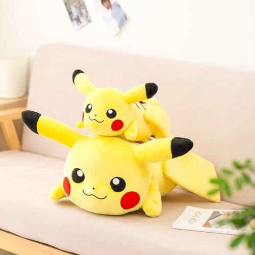 Pikachu Plush Toy Kawaii Decor Anime Sofa Cushion Lying yellow Totoro Stuffed Doll Pokemon Series Christmas Present Gift For Kid
