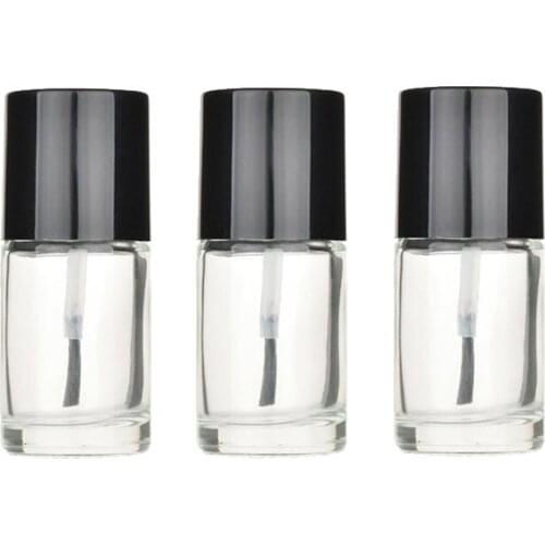 20 x 10ml Empty Clear Glass Container With Brush Black Cap