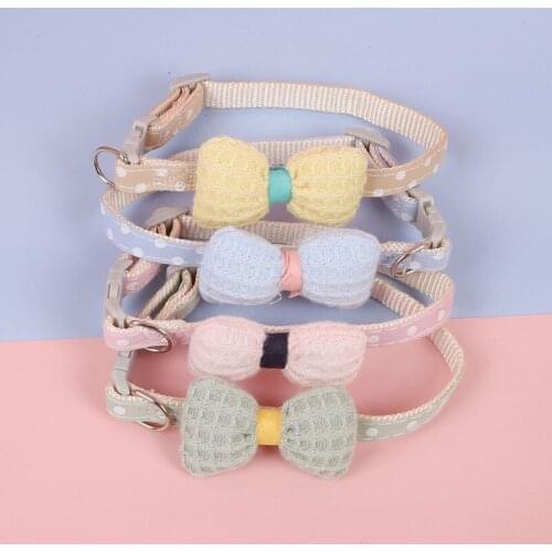 Pet Adjustable Bow Tie Collar Cute Safety Buckle Cats Bowknot Plaid Necklace Puppy Breakaway Cotton Leashes Lead Pet Supplies