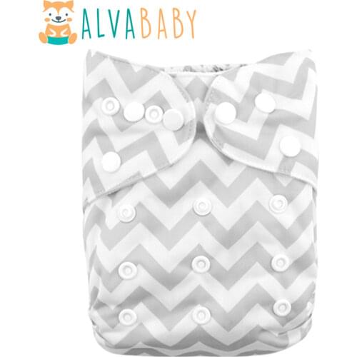 ALVA Double Row Snaps Adjustable Diaper with Microfiber Insert S33