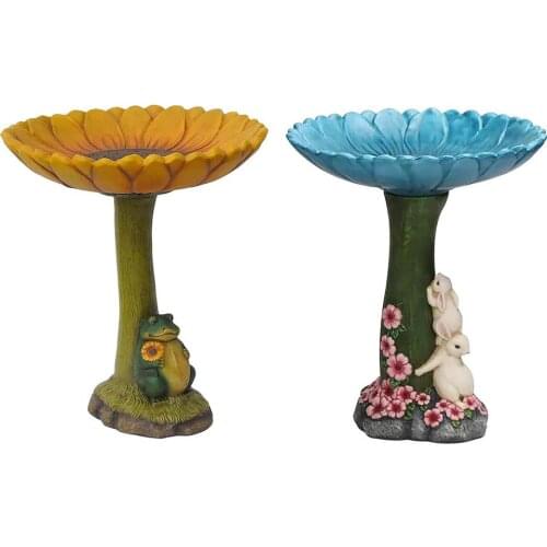 Garden Bird Bath Bowl Bird Feeder for Wild Birds Animal With Sunflower Resin Hummingbird Feeder Garden Cute Statue Ornaments