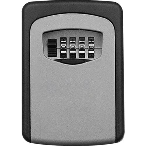 Wall Mounted Key Safe Box Aluminum Alloy Key Storage Box 4-Digit Combination Password Box for Indoor Outdoor Use