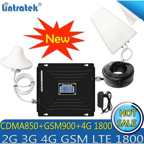 Lintratek CDMA 850/GSM 900 /DCS LTE 1800 Tri-Band Cellular Cell phone signal repeater 2G 3G 4G LTE 1800Mhz Booster Amplifier