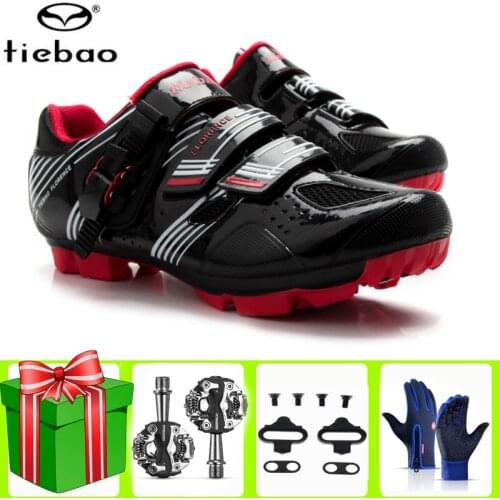 Tiebao Cycling Shoes Add Pedal Set Sapatilha Ciclismo Mtb Mountain Bike Auto-lock Bicycle Riding Men Sneakers Women Non-slip