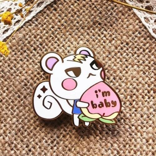 Funny Villagers NPC Marshal I'm Baby Hard Enamel Pin Cute Cartoons Animals Squirrel Brooch Jewelry Animal Crossings Fans Gift