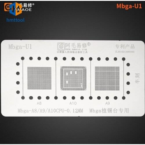 0.12MM AMAOE Mbga-U1-Mbga-U4 BGA Stencil Reballing For Phone A8/A9/A10/A11/A10/A13 CPU Tin Plant Net Solder Heat Template