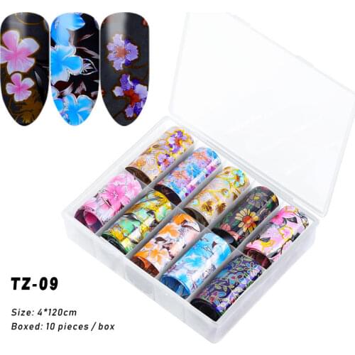 10 Sheets/box Nail Glitter Leopard Foil Tattoo Holographic Various Pattern Nail Art Polish Gel Foil Stickers Decoration Manicure