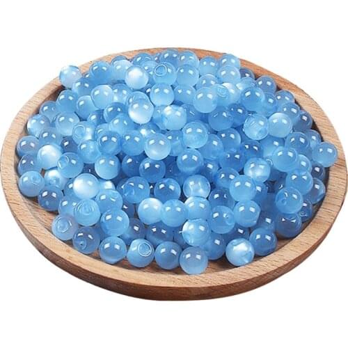 10Pcs 10mm Cheongsam Pearlescent Domed Sewing Buttons Imitation Jade Partial Holes Tang Suit Hanfu Resin Round Beads