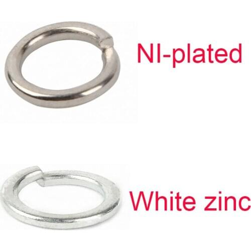100/200Pcs GB93 Carbon Steel Spring Washer Shells Pad Lock Elastic Gasket M2 M2.5 M3 M4 M5 M6 M8 Nickel Plated/White zinc