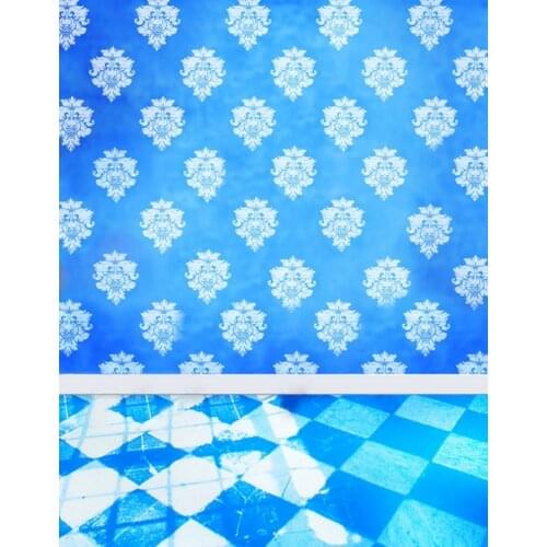 5x7ft Blue Wall White Flowers Photography Backdrops Photo Props Studio Background