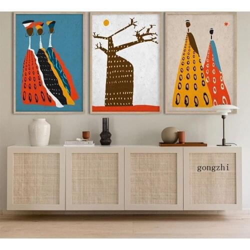 African Ethnic Posters Boho Creative Figure Landscape Canvas Painting and Prints Modern Wall Art Pictures Living Room Home Decor