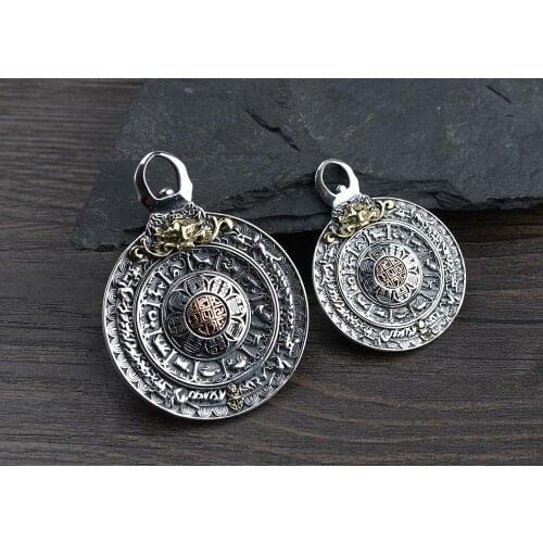 925 Sterling Silver Zodiac Treasures amulet men women pendant charm jewelry A4341