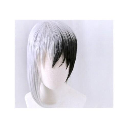 Anime Dr.Stone Asagiri Gen Black White Ombre Short Cosplay Wig Halloween Costume Party Wigs