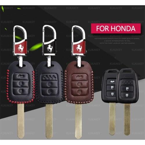 Real Leather Car Accessories Styling Key Cover Case for Honda Civic 2018 2019 4D Fit Crv Jazz Vezel Hrv Accord Horse Keychain