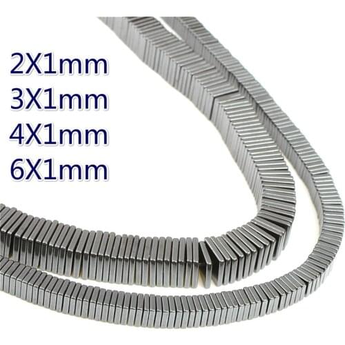 Natural Stone Hematite Square Loose Beads 2 - 6mm Black Square Flake Beads For DIY Bracelets, Necklaces, Jewelry (15 Inch)