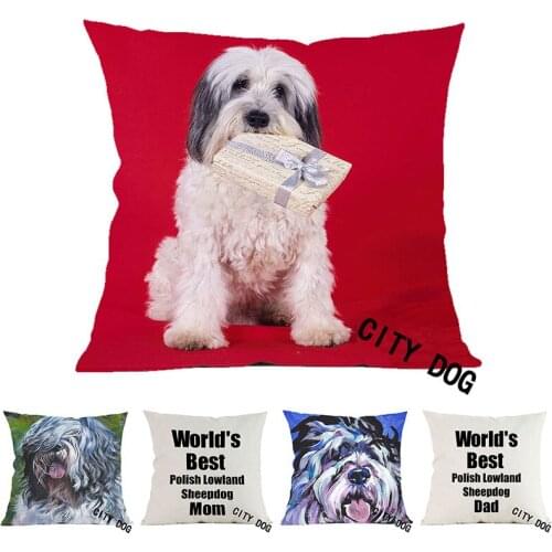 Polish Lowland Sheepdog Painting art linen pillow case Cushion cover Hotel office bar car home sofa pillow cushion covers