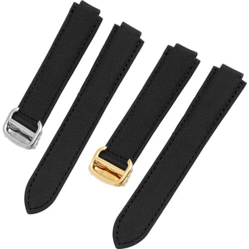 Black Nylon canvas watchband 18*11mm 20*12mm convex interface strap with folding buckle for Blue Balloon bracelet