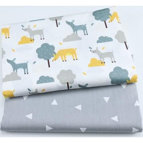 DIY 1pc/lots 50x160cm Gray Deer Pattern Twill Embroidered Table cloth Fabric Bundle Sewing Quilt fabric Crafts for handmade