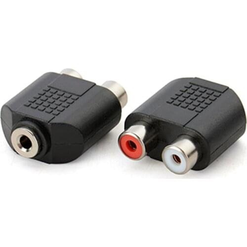 For Speaker Power Amplifier Plated 3.5mm Audio Stereo Jack Female To 2 RCA Female Audio Jack Connector Adapter