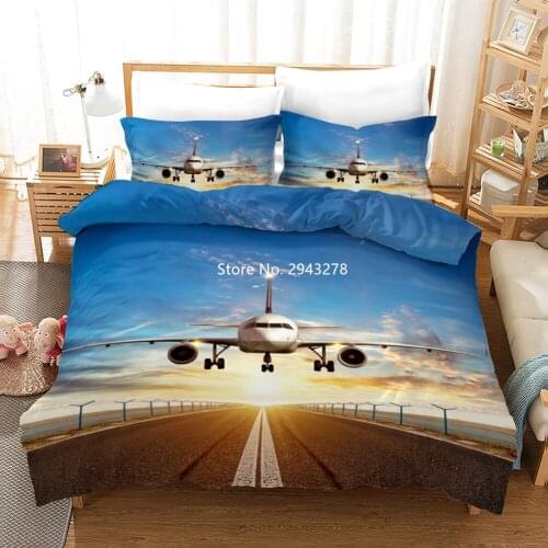 Home Spinning 2/3 Sets of Bedding 3D-printed Airplane Pattern Suitable for Children Boys Down Quilts Queen/Double/King Size